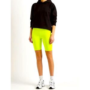 Alice + Olivia Aaron High Waist Biker shorts in Neon Keylime size small